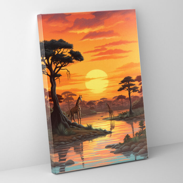Afro Nature Canvas Print - Afro, African Wildlife, Wall Decoration, Serene Artwork
