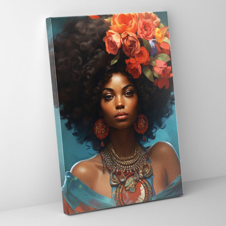 Afro Queen Canvas Print - Afro, Canvas Wall Art, Portrait, Afro Queen