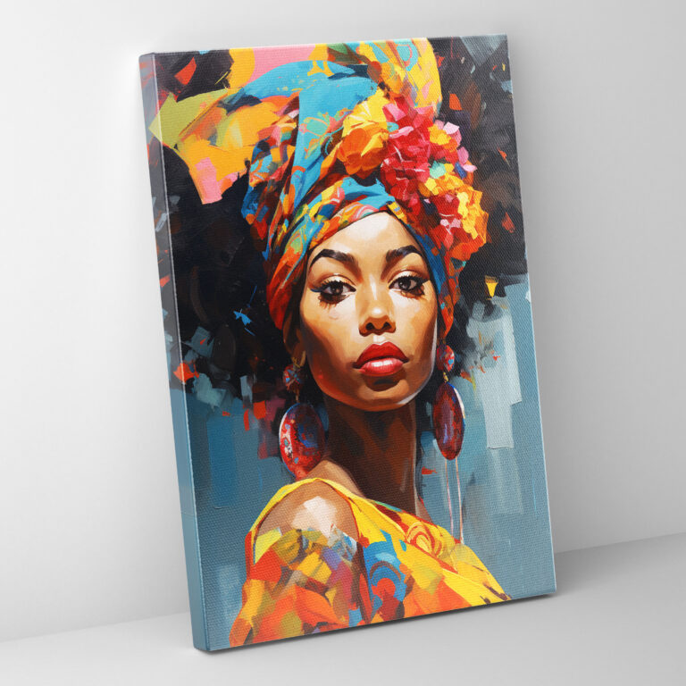 Afro Woman Canvas Print - Afro, Colorful, Vibrant, Canvas Wall Art