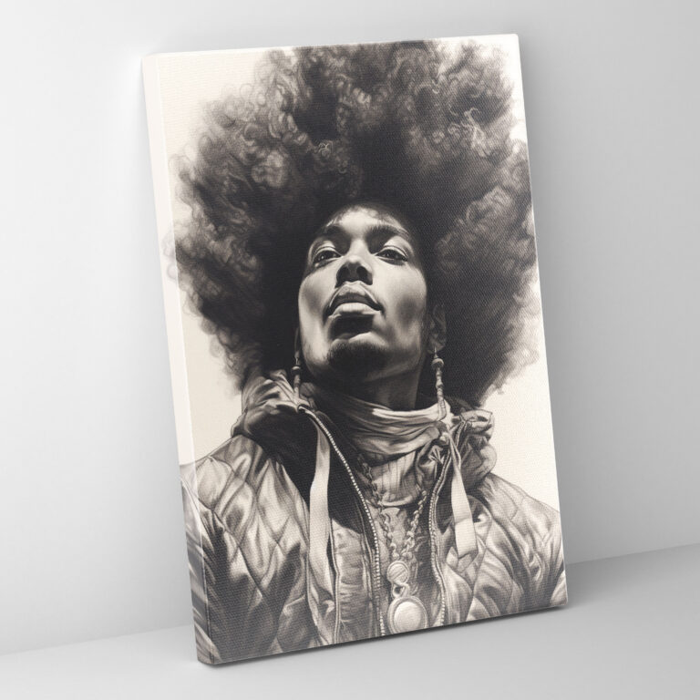 Afro Man Canvas Print - Afro, Individuality, Charcoal Drawing, Afro Man