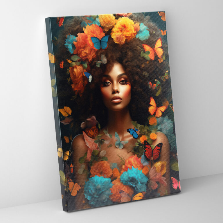 Floral Afro Woman Canvas Print - Afro, Afro, Afro Woman, Canvas Print