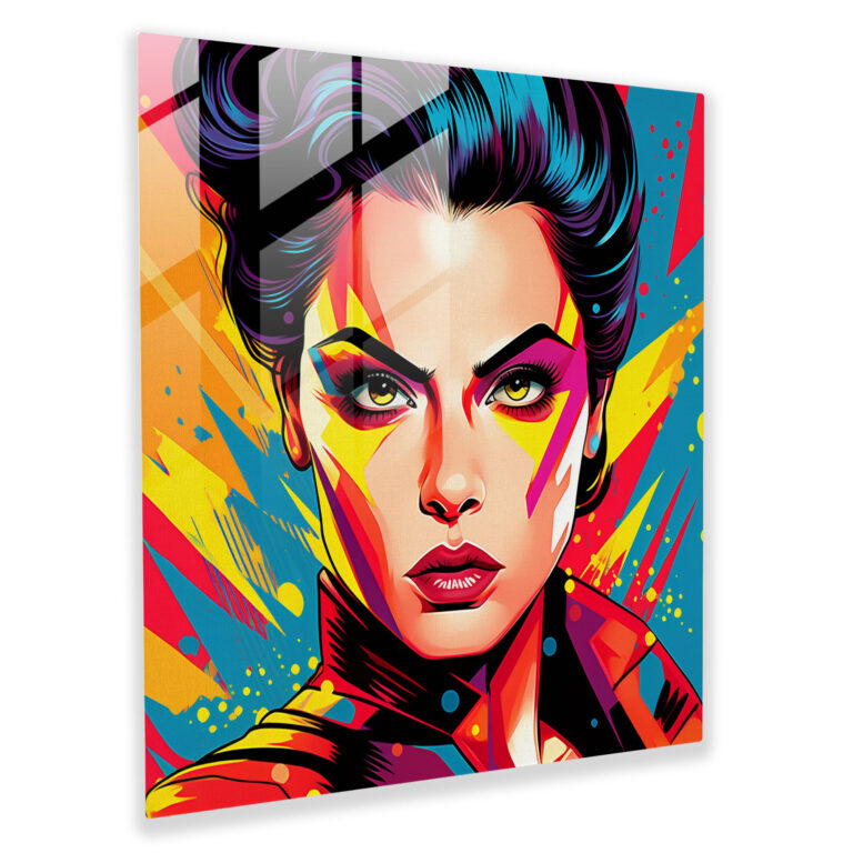 The Pop Amazon Glass Print - Amazon Women, Modern Art, Glass Wall Art, Comic Book-Style