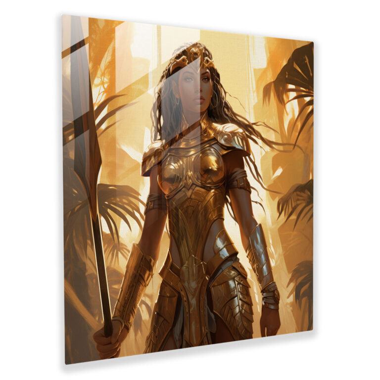 Amazon Warrior Glass Print - Amazon Women, Bow And Arrow, Armor, Home Decoration