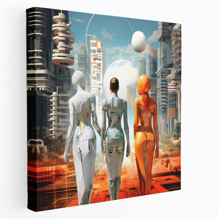 Modern Amazon Women Canvas Print - Amazon Women, Modern, Futuristic Cityscape, Legendary