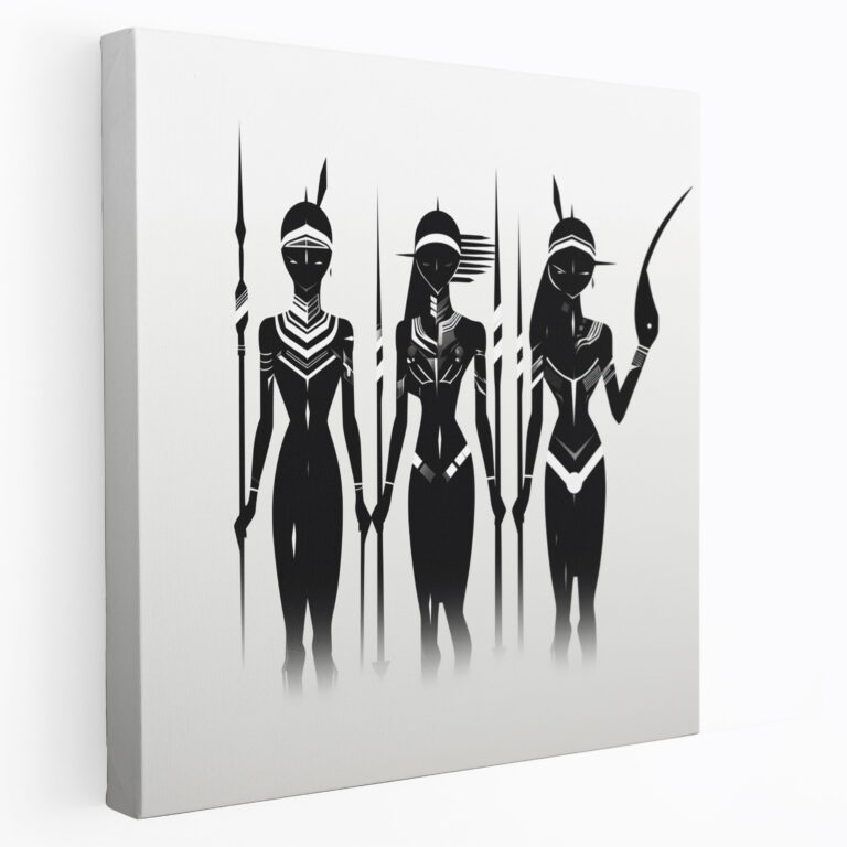 Minimalist Amazon Women Wall Art - Amazon Women, Wall Decoration, Black And White Drawing, Wall Art