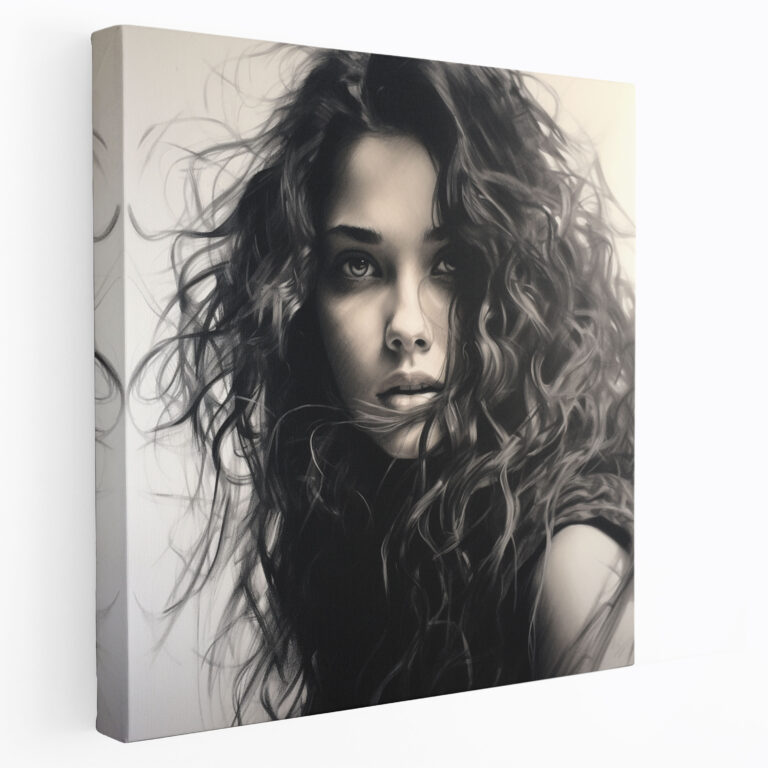 Amazon Women Wall Art - Amazon Women, Resilience, Canvas Wall Art, Realistic Charcoal Sketch
