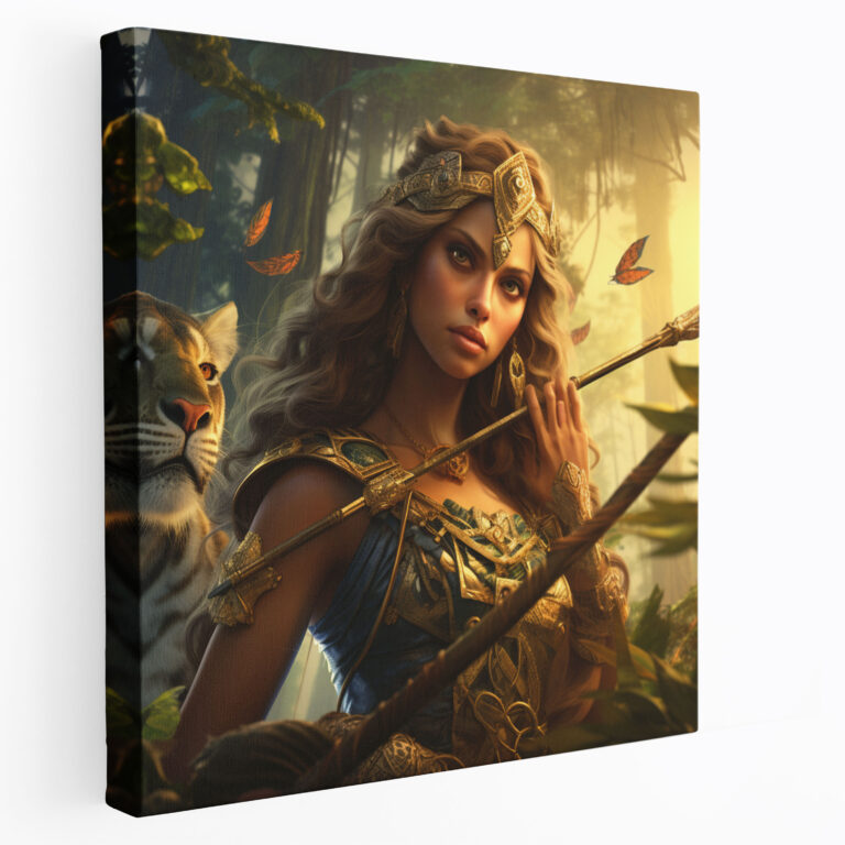 Amazon Women Canvas Print - Amazon Women, Mythical Queen, Wall Decoration, Fierce Animals