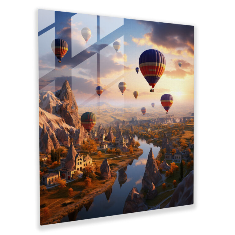 Cappadocia Adventures Glass Print - Anatolia, Cappadocia, Home Decoration, Modern Art