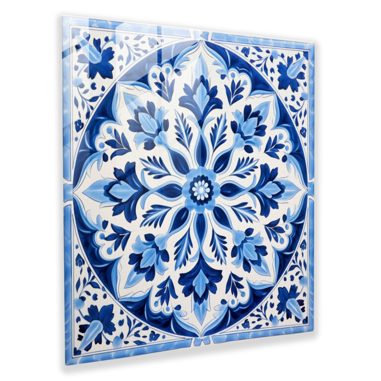 Anatolia Glass Print - Traditional Turkish Ceramic Tiles - Anatolia, Glass Print, Home Decoration, Vivid Blue