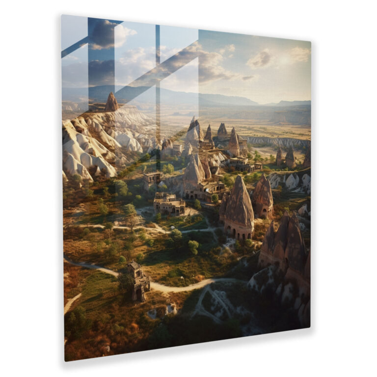 Anatolia Glass Print - Aerial View Of Cappadocia Landscape - Anatolia, Glass Print, Wall Decoration, Rock Formations