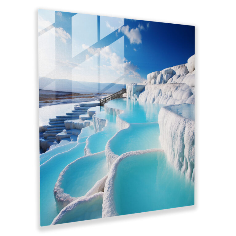 Anatolia Glass Print - Pamukkale Terraces View - Anatolia, Glass Print, Turquoise Pools, Mineral-Rich