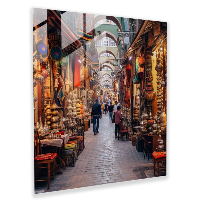 Anatolia Glass Print - Vibrant Istanbul Bazaar - Anatolia, Colorful Spices, Textiles, Glass Print