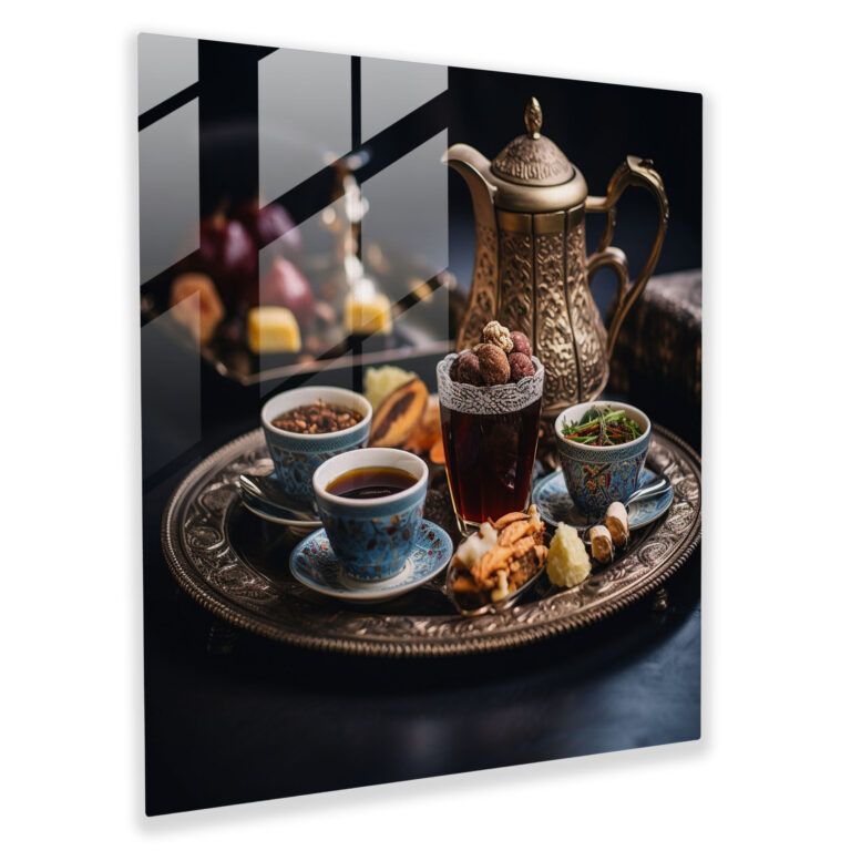Anatolia Glass Print - Traditional Turkish Tea Set - Anatolia, Delicate Patterns, Traditional Turkish Tea Set, Anatolia