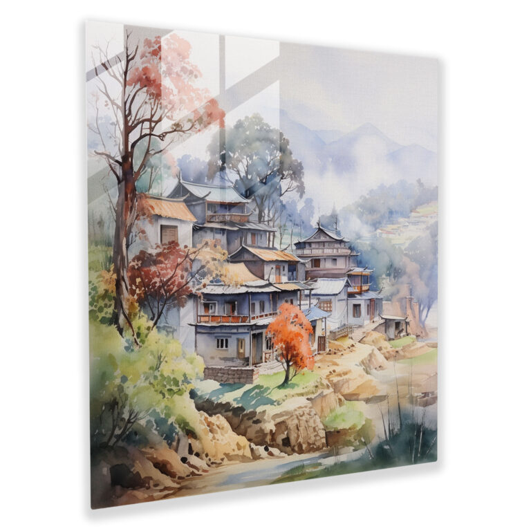 Anatolia Watercolor Glass Print - Anatolia, Landscape, Home Decoration, Glass Print