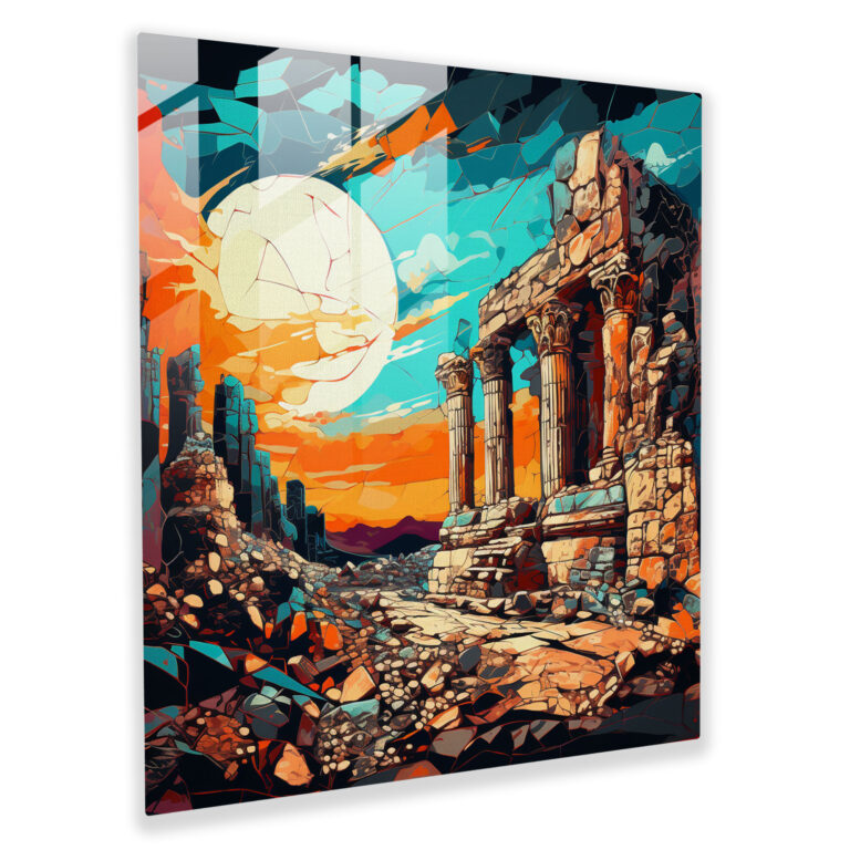 Anatolia Glass Print - Ancient Ruins In Vibrant Colors - Anatolia, Glass Wall Art, Ancient Ruins, Contemporary
