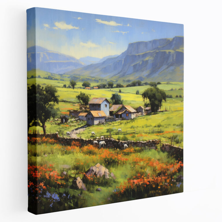 Anatolia Wall Art - Impressionist Village - Anatolia, Lush Green Fields, Wall Decoration, Tranquility