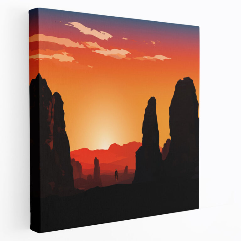 Anatolia Canvas Print - Fairy Chimney Sunset - Anatolia, Wall Art, Vibrant Sunset Sky, Enchanting Beauty