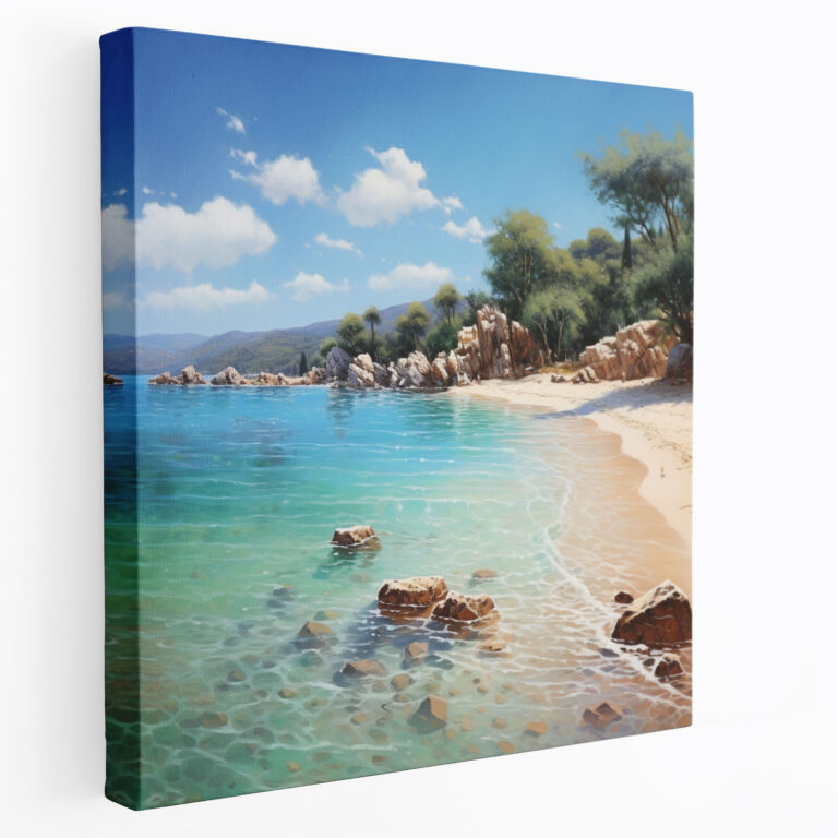 Anatolia Wall Decoration - Serene Coastal Scene - Anatolia, Anatolia, Hand-Painted, Canvas