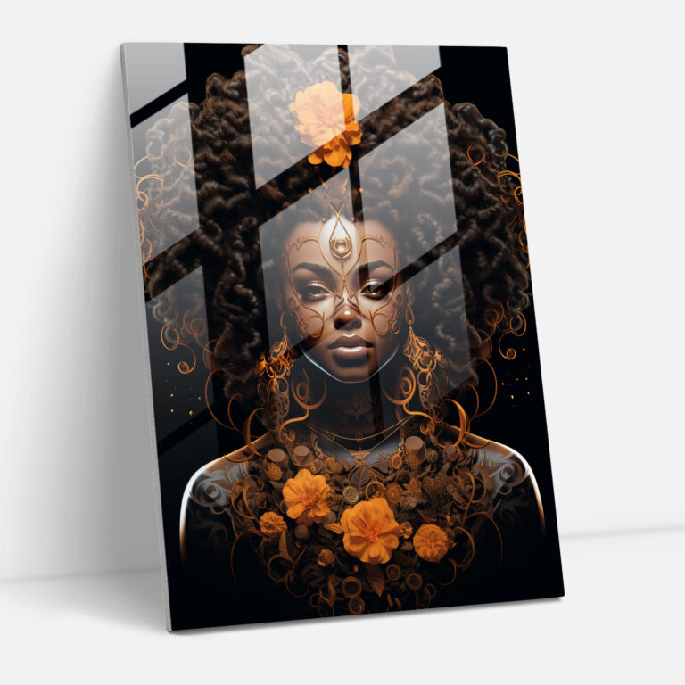 Afro Beauty Glass Print - Afro, Wall Decoration, Intricate Braids, Afro-Textured Hair