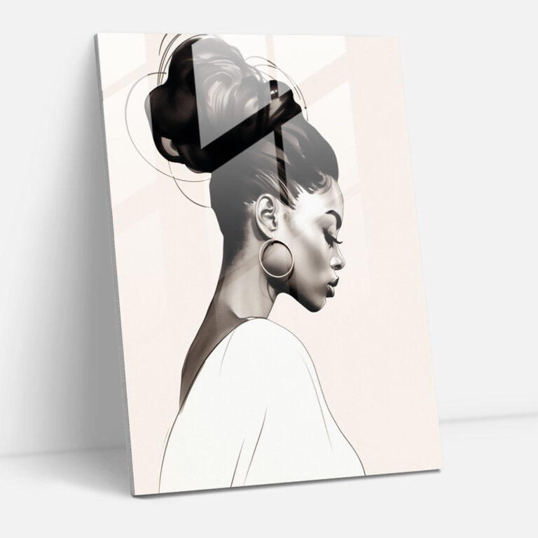 Afro Glass Print - Minimalist Line Drawing Glass Wall Art - Afro, Glass Art, Modern Art, Glass Wall Art