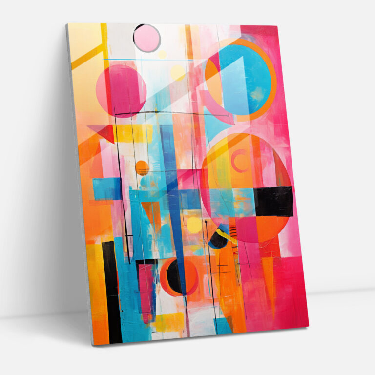 Afro Glass Print - Afro, Geometric Shapes, Afro, Acrylic Painting