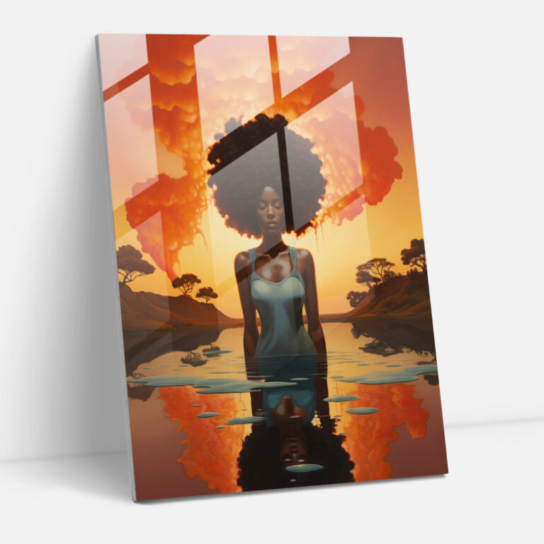 Afro Glass Art - Afro, Glass Wall Art, Serene Landscape, Glass Art