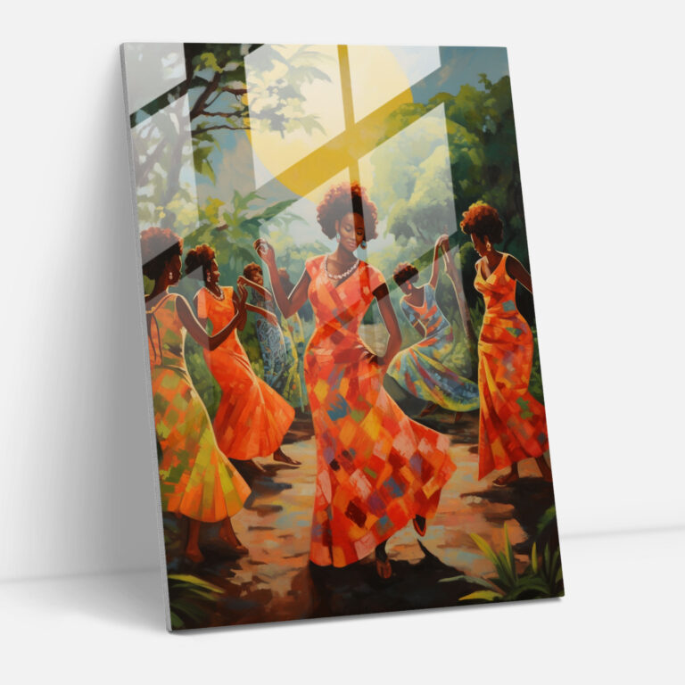 Afro Glass Print - Impressionist Dance Landscape - Afro, Afro Women, Glass Wall Art, Wall Decoration