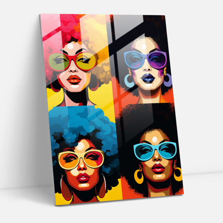 Afro Glass Print - Pop Art Afro Illustration - Afro, Glass Wall Art, Vibrant Colors, Glass Art