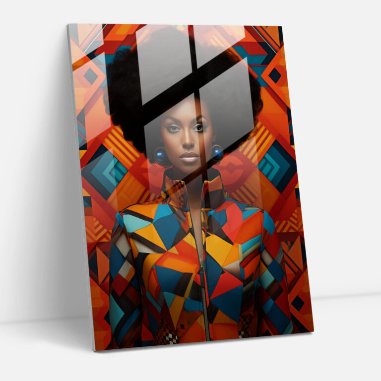 Afro Glass Print - Geometric Pattern Design - Afro, Home Decoration, Modern Art, Glass Art