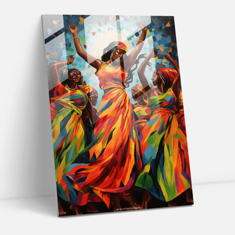 Afro Dancers Glass Print - Afro, Wall Decoration, Glass Wall Art, Glass Art