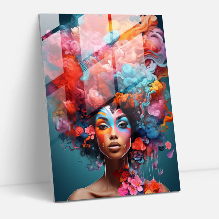 Afro Hairstyles Collage Glass Print - Afro, Individuality, Modern Art, Wall Decoration