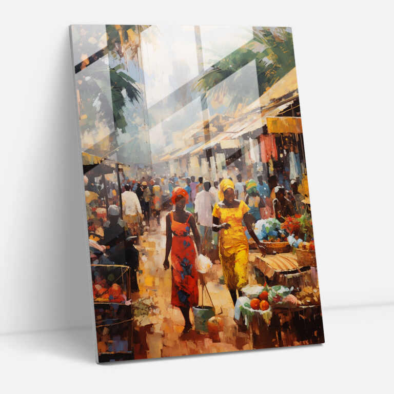 Afro Market Glass Print - Afro, Glass Print, Glass Wall Art, Afro