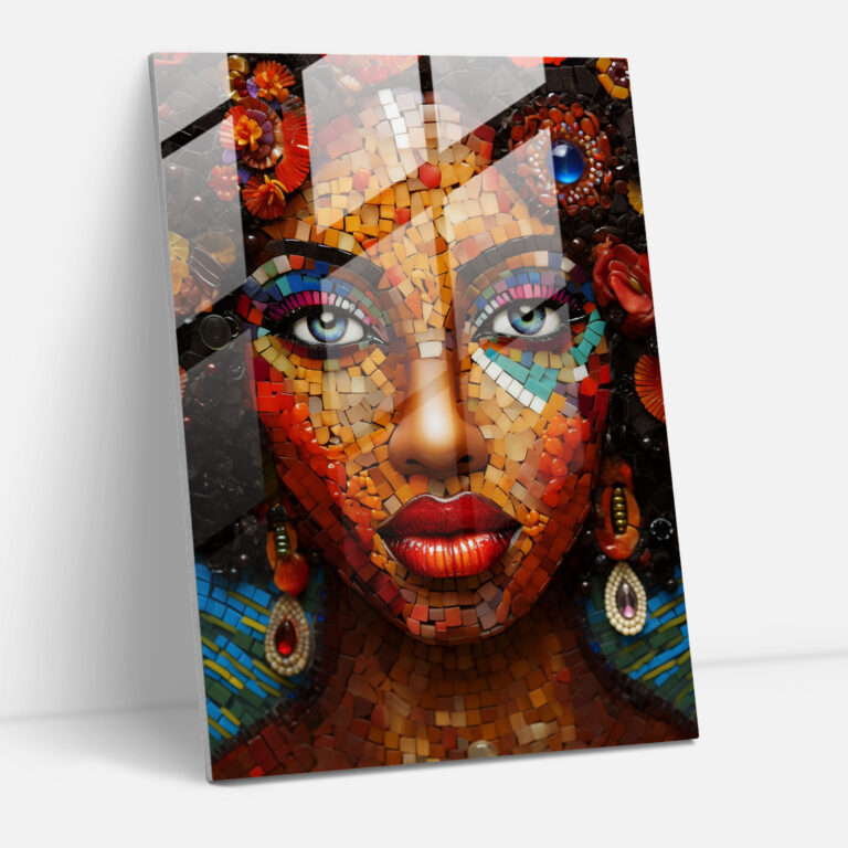 Afro Glass Mosaic - Afro, Wall Decoration, Intricate Craftsmanship, Glass Art