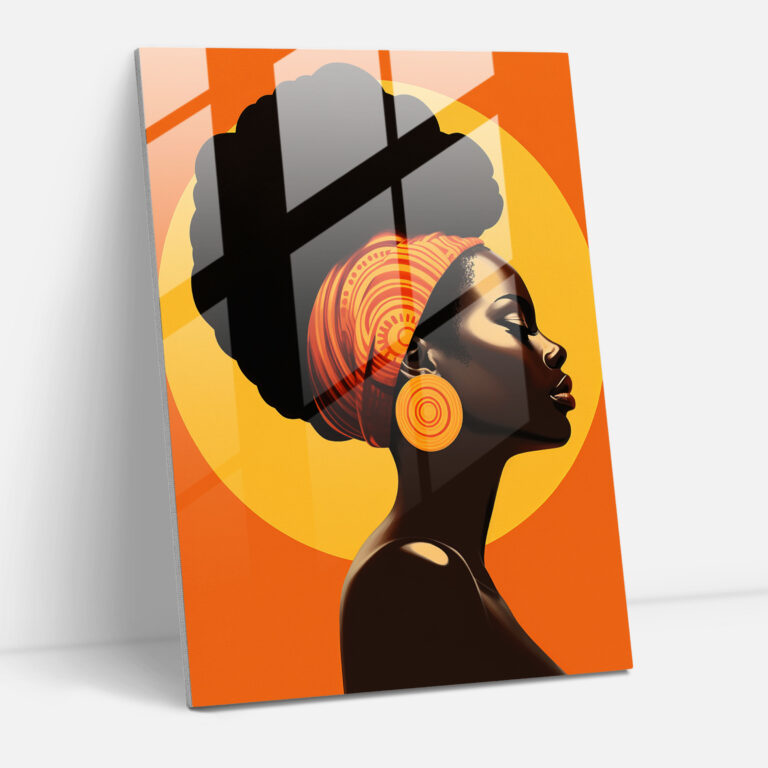Afro Silhouette Glass Print - Afro, Home Decoration, African Women, Beauty
