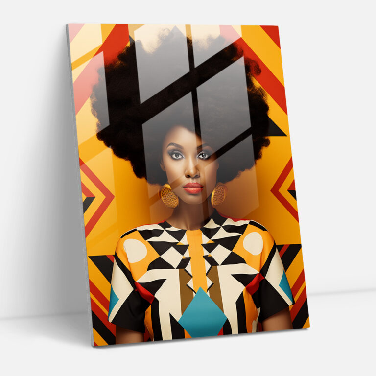 Afro Geometric Glass Print - Afro, Modern Design, Glass Art, Geometric Patterns