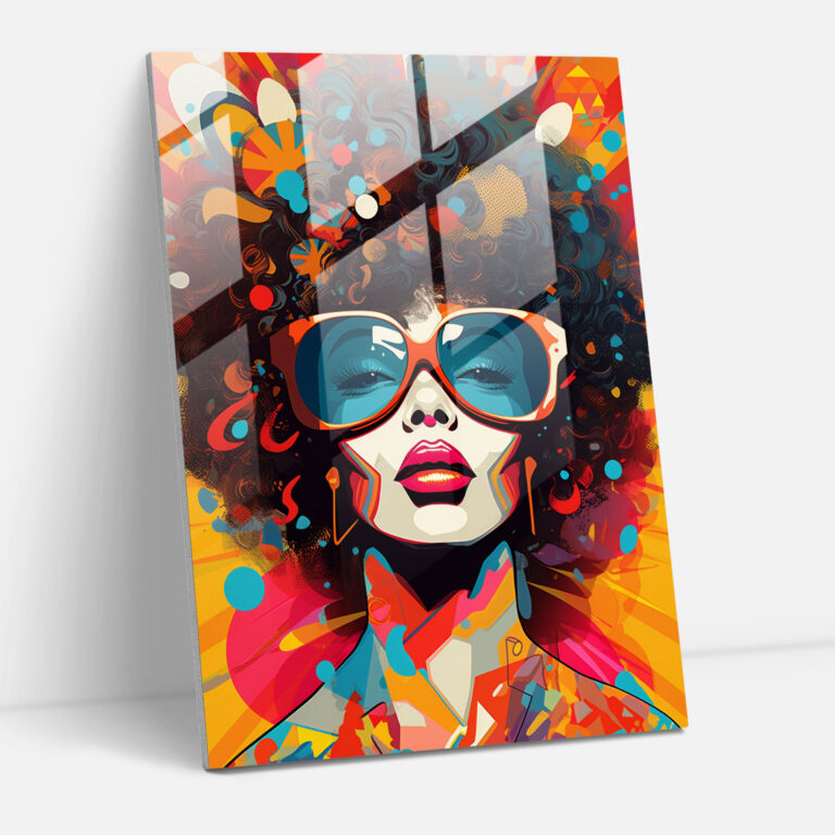 Afro Pop Glass Print - Afro, Pop Art Illustration, Afro, Modern Art