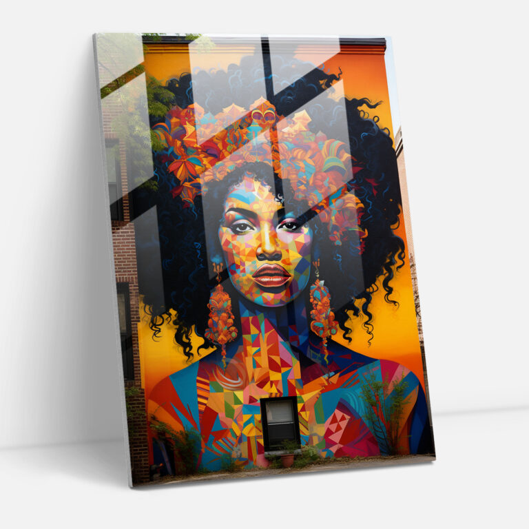 Afro Graffiti Glass Print - Afro, Colorful Mural, Glass Wall Art, Strength