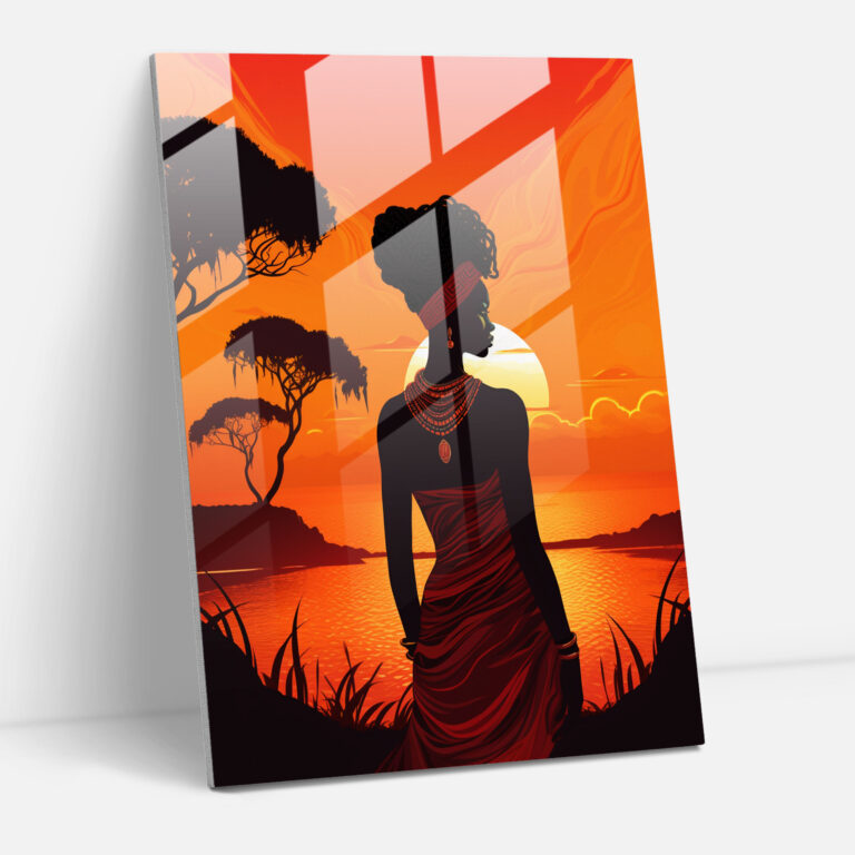 Afro Sunset Glass Print - Afro, Modern Art, Glass Print, Cultural Richness