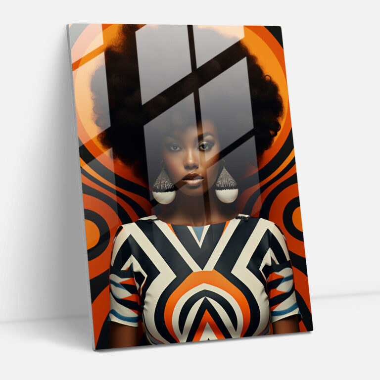 Elegant Afro Geometric Glass Print - Afro, Geometric Patterns, Glass Print, Wall Decoration