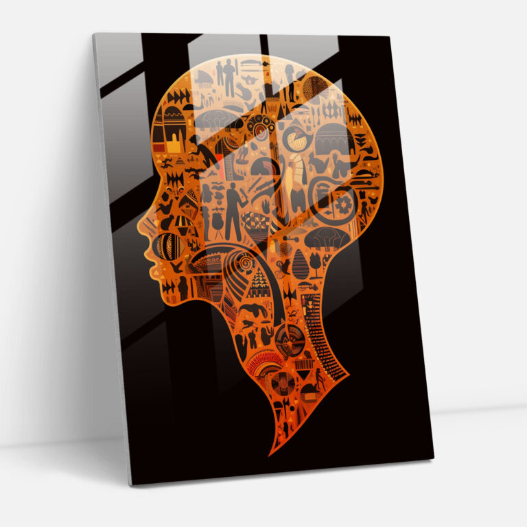 Afrocentric Map Glass Print - Afro, Wall Decoration, Glass Wall Art, African Continent