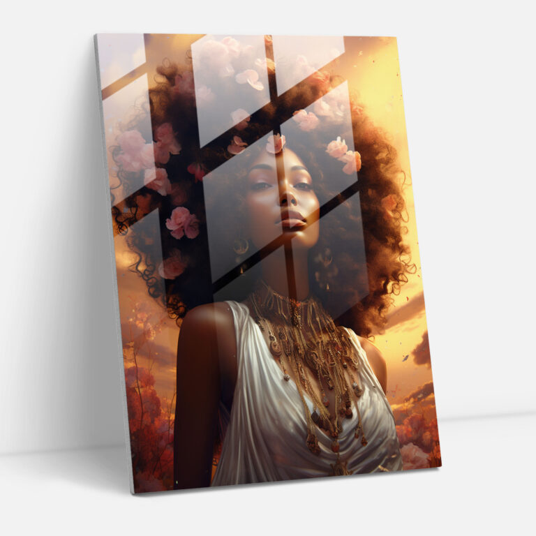 Afrocentric Goddess Glass Print - Afro, Power, Glass Print, Wall Decoration