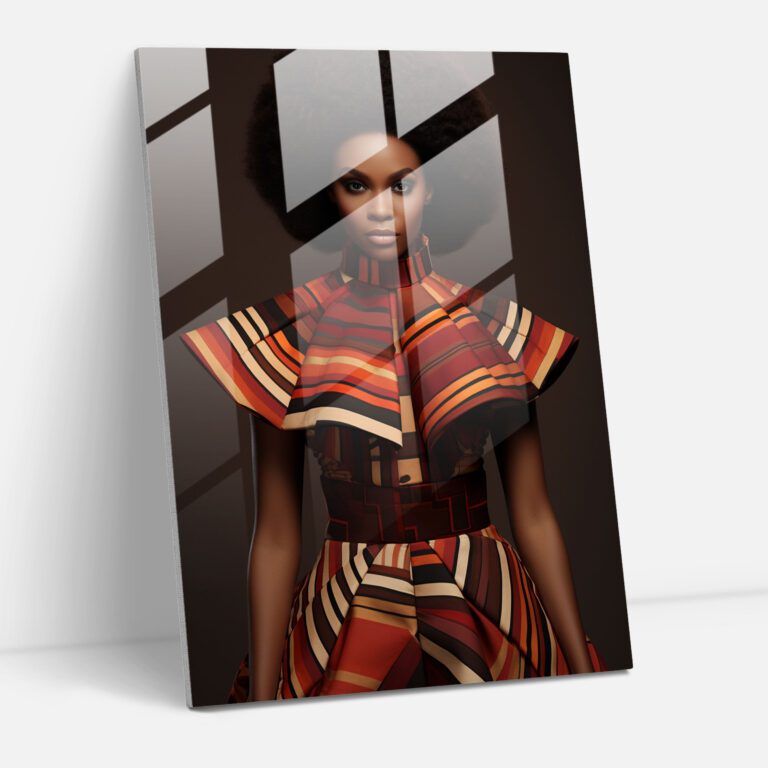 Contemporary Afro Glass Print - Afro, Afro-Inspired Pattern, Glass Art, Traditional Elements