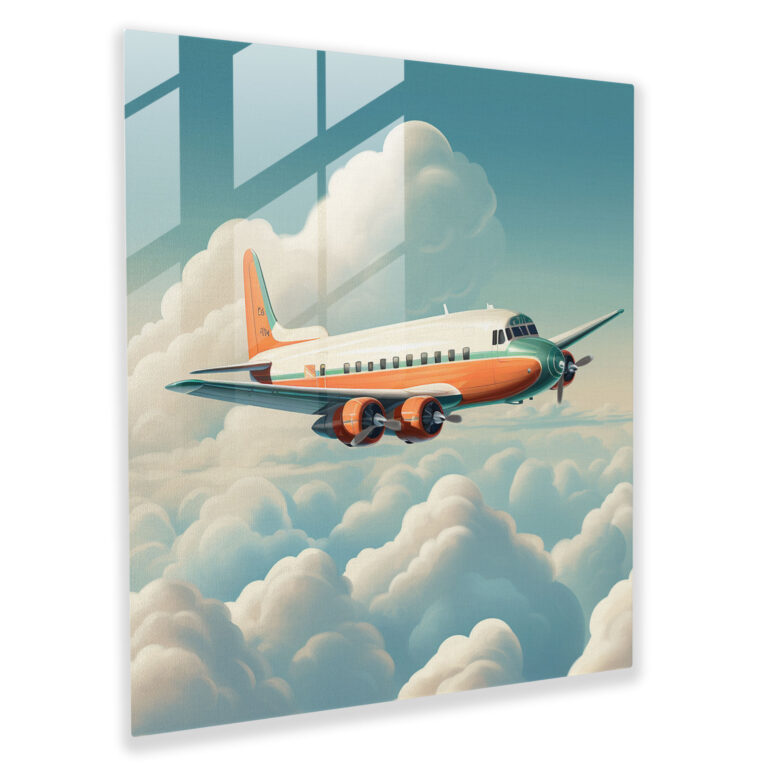 Airplane Glass Print - Airplane, Home Decoration, Vintage, Wall Decoration