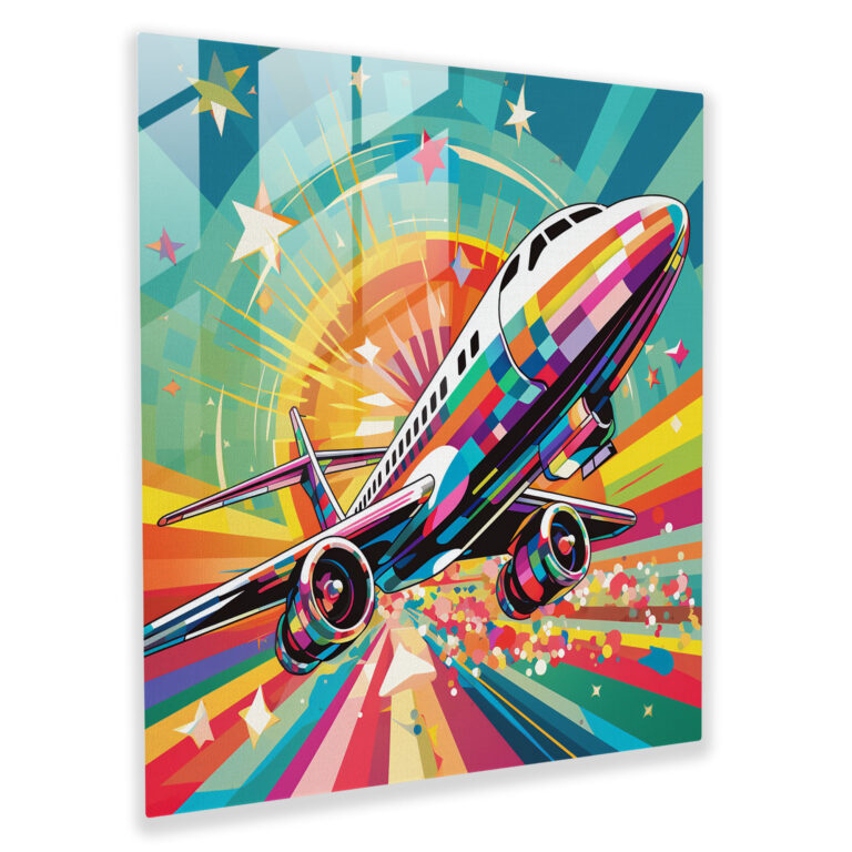 Airplane Glass Print - Airplane, Glass Art, Modern Art, Geometric
