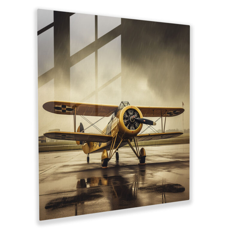 Vintage Airplane Glass Print - Airplane, Vintage, Realistic Photograph, Adventure
