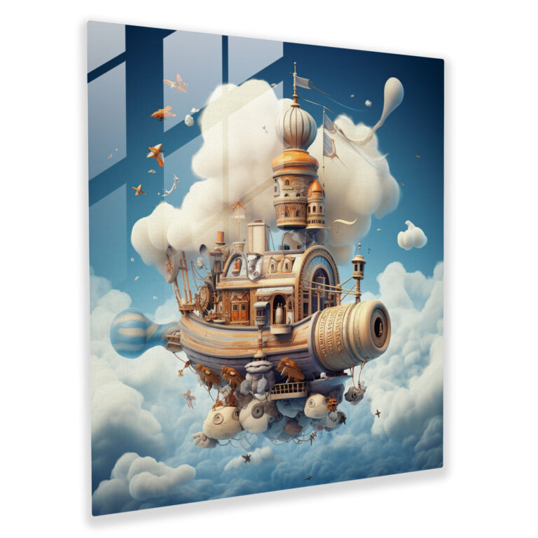 Whimsical Airplane Glass Print - Airplane, Wall Decoration, Surreal Artwork, Whimsical Elements