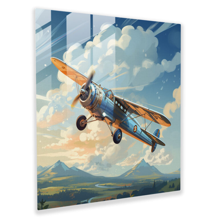 Airplane Glass Print - Digital Illustration - Airplane, Modern Art, Wall Decoration, Wonder
