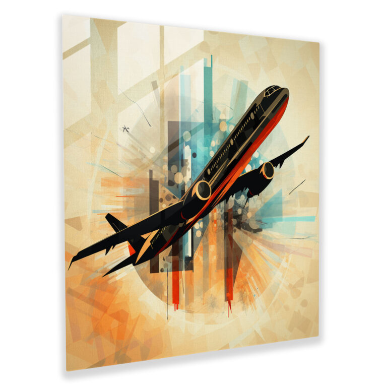 Airplane Glass Print - Abstract Digital Art - Airplane, Glass Wall Art, Airplane Silhouettes, Glass Art