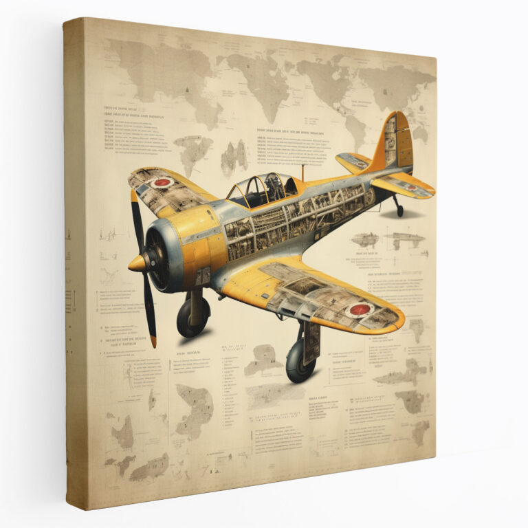 Vintage Airplane Collage Canvas Print - Airplane, Wall Decoration, Collage Artwork, Canvas Print