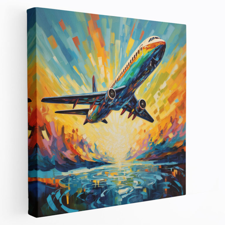 Airplane Canvas Print - Colorful Abstract Acrylic Painting - Wall Art - Airplane, Canvas Wall Art, Wall Decoration, Canvas Print
